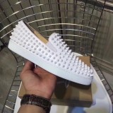 Louboutin For Man Sneakers Christian Louboutin Flat White Leather Spike Boat Shoes