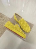 Louboutin For Man Sneakers Christian Louboutin Flat Yellow Suede Spike Boat Shoes
