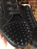 Christian Louboutin Black Suede High Top Spikes Flats Men Sneakers