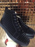 Christian Louboutin Black Suede High Top Spikes Flats Men Sneakers