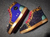 Christian Louboutin High Leopard Print WIth Strass Spikes Men Shoes
