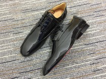 Christian Louboutin Black Patent Leather Loafer Men Shoes
