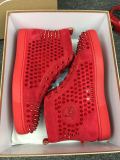 Christian Louboutin Red Suede High Top Spikes Flats Men Sneakers