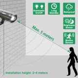 Outdoor Solar Powered Motion Sensor 3W LED Security Wall Spotlight Garage Door Spot Light Cool White Lighting 6000K High Brightness 250Lm Dusk to Dawn PIR Motion Sensor