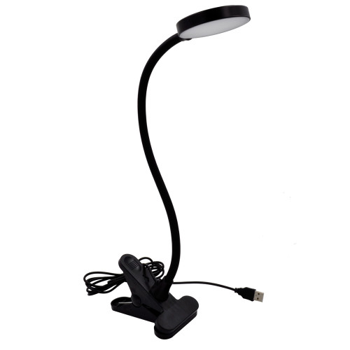 Usb Powered Black Clip On Led Desk Lamp, Usb Powered Table Lamp