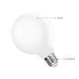 G95 LED Large Globe Light Bulbs Edison E27 Energy Saving Lamps 6W Cool White Omnidirectional Lighting 5000K with Glass Lamp Shade Replace 60W Incandescent Lamps 3 Pack
