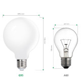 G95 LED Large Globe Light Bulbs Edison E27 Energy Saving Lamps 6W Cool White Omnidirectional Lighting 5000K with Glass Lamp Shade Replace 60W Incandescent Lamps 3 Pack