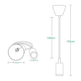 White Multi LED Hanging Pendant Light Lamp Kit with G95 LED Globe Light Bulb Cool White Lighting Maximum 168CM Adjustable Height 1 Lamp and 1 LED Bulb
