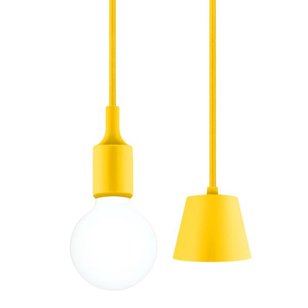 Yellow Dining Room LED Ceiling Hanging Pendant Lamp Kit with G95 LED Big Globe Light Bulb Cool White Lighting Maximum 168CM Adjustable Height 1 Lamp and 1 LED Bulb