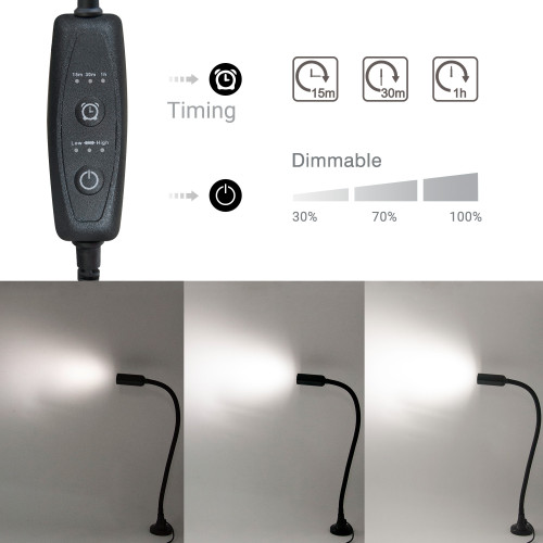 USB Powered Magnetc Flexible LED Work Spotlight Inspection Lamp Workshop Light 3W Dimmable and Timer Function, Strong Magnet and Length 3 Meters USB Cable