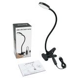 USB Powered Black Dimmable 4W LED Table Light Desk Reading Lamp Laptop Light with Clamp and Timer Function, Flexible Gooseneck Clip On Study Light, Eye Care Daylight Lighting