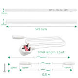 Connectible T5 9W LED Under Cupboard Light Tube Kitchen Worktop Lamp Neutral White 4000K Length 573MM with British Power Plug Replace T5 Fluorescent Light Fixture Pack of 1 Lamp