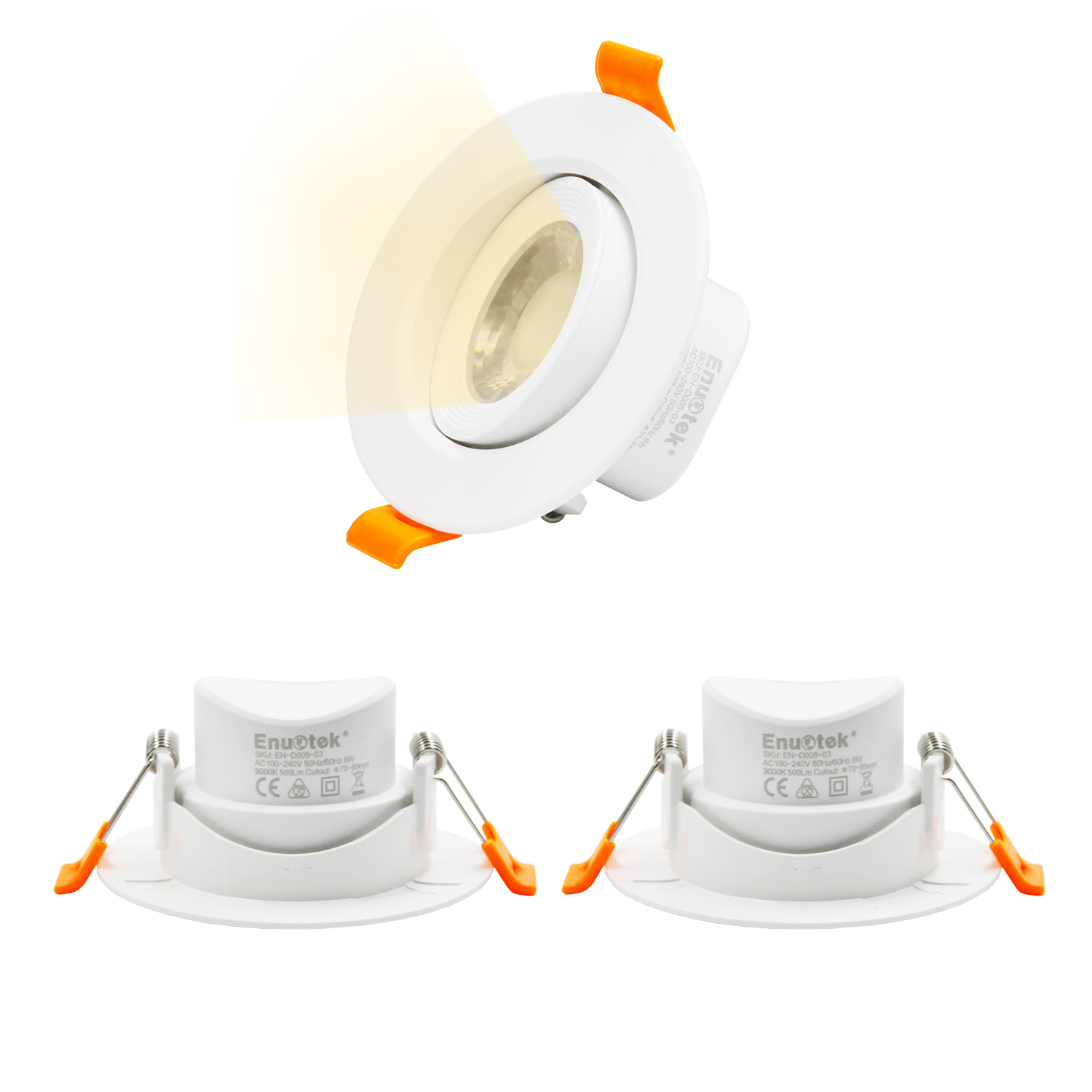 Directional 6w Led Recessed Ceiling Lights Halogen Replacement Small Led Downlights Warm White 3000k For Sloped Ceiling Cut Hole Diameter 70 80mm
