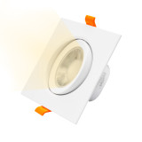 Square Angled 9W LED Spot Downlight Recessed Lamp 3 Inch Warm Light LED for White Ceiling, Warm White 3000K Cut Hole Diameter 90-100MM AC100~240V 40º Lighting Angel, 1 Pack