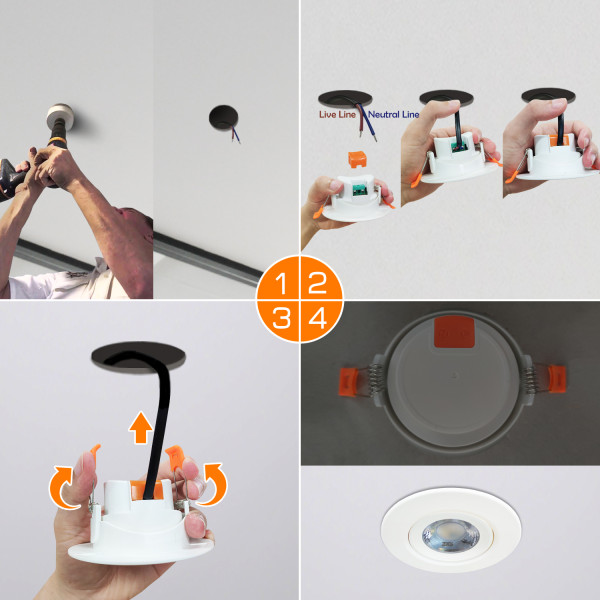 Directional 6W LED Recessed Ceiling Lights Halogen Replacement Small