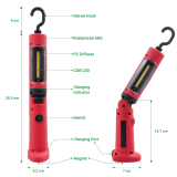Rechargeable LED Work Light Cordless Magnetic LED Inspection Lamp Foldable LED Torch Light with Strong Magnetic Base Essential Tool Light for Working, Inspection, Emergency and Camping