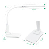 Touch Dimmable Desktop and Clip On Functional LED Desk Lamp Table Reading Light Work Lamp with Rotatable Lamp Head and Max. 7CM Clamp Thickness Eye Care White Lighting Color
