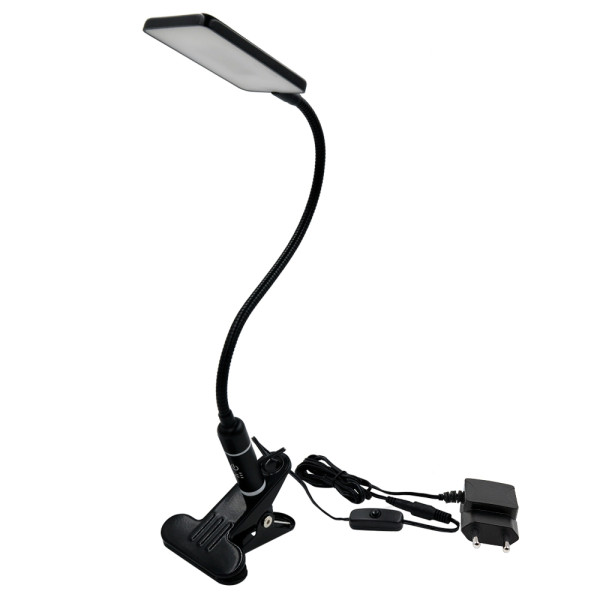 Touch Dimmable Clip On LED Desk Lamp Black LED Table Light Metal LED Reading Light with Flexible Gooseneck Eye Care White Lighting Color