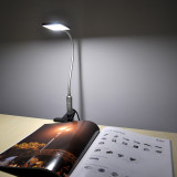 Touch Dimmable Clip On LED Table Lamp Silver LED Desk Lamp Metal Swing Arm LED Reading Light Eye Care Natural White Lighting Color