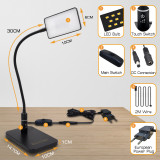 LED Desk Lamp Flexible Black Metal LED Bedside Table Reading Light 5W 450Lm 3X Touch Dimmable Brightness Levels with Adjustable Gooseneck for Bedroom Nightstand Table Study Light