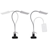Touch Dimmable Clip On LED Table Lamp Silver LED Desk Lamp Metal Swing Arm LED Reading Light Eye Care Natural White Lighting Color