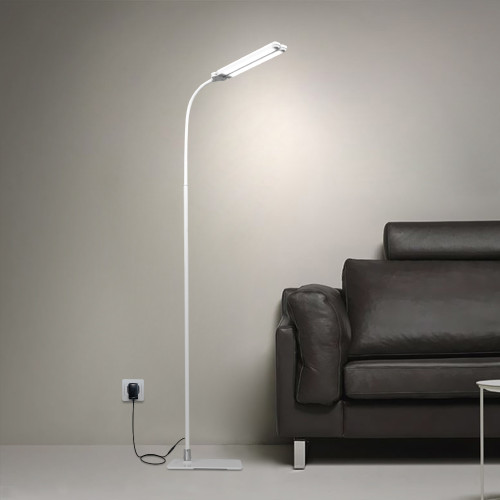 Dimmable Led Flexible White Floor Lamp, Led Daylight Reading Floor Lamp