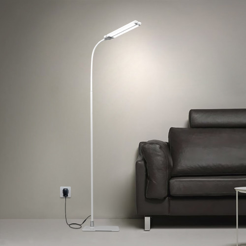 Dimmable Led Flexible White Floor Lamp Standing Reading Light 2x 5w Double Heads Maximum Dimmable Led Flexible White Floor Lamp, Led Daylight Reading Floor Lamp