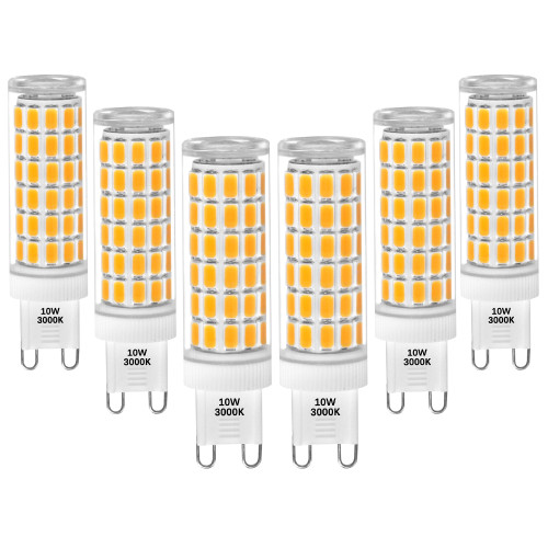 10W G9 GU9 LED Light Bulbs Halogen Lamp Replacement 900Lm SMD5730 Flicker Free Warm White 3000K AC100-265V Not Dimmable CE ETL Approved 6 Pack by Enuotek