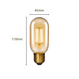 Old Fashioned T45 Edison E27 4.5W LED Filament Light Bulbs Vintage LED Lamps with Retro Glass Lamp Shade 450Lm Warm White 2400K Replace 40W Incandescent Light Bulb 4 Pack