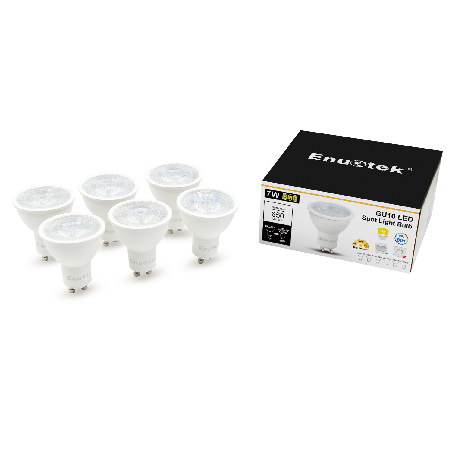 3 Steps Dimmable GU10 LED Spot Light Bulbs 7W 38° Spot Lighting Angle