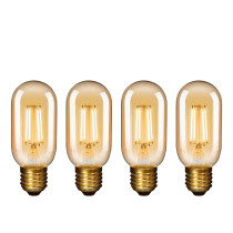 Old Fashioned T45 Edison E27 4.5W LED Filament Light Bulbs Vintage LED Lamps with Retro Glass Lamp Shade 450Lm Warm White 2400K Replace 40W Incandescent Light Bulb 4 Pack