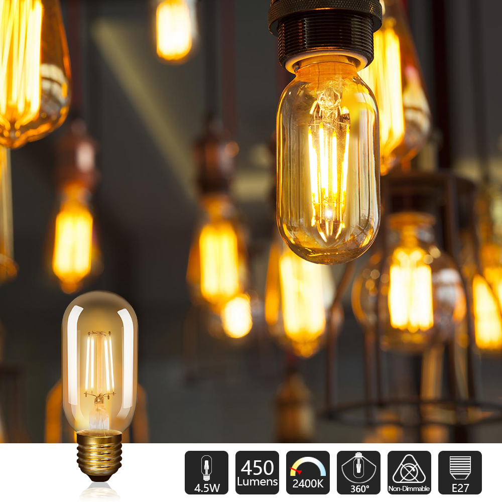 2700K Warm White Vintage Style 4w LED Dimmable ES E27 Unique Designer Style Amber Tinted Squirrel Cage Steampunk Light Bulb   Energy Class A+