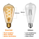 Vintage 5W ST64 Edison E27 LED Curved Filament Decorative LED Light Bulbs Warm White 2500K 450Lm Replace 50W Incandescent Light Bulb Not Dimmable 3 Pack