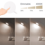 Dimmable Plug In LED Wall Light Swing Arm Bedside Night Lamp with Outlet Power Socket Plug 4W 350Lm Neutral White Lighting 4000K Non Remote Controlled Version 1 Lamp by Enuotek