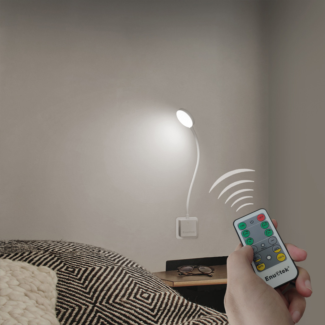 Remote Control Plug In Flexible LED Bedside Reading Night Lamp Dimmable
