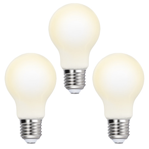 Edison E27 A60 8W LED Globe Light Bulbs Type A Energy Saving LED Light Bulbs 1100Lm 60MM Diameter Omnidirectional Warm White Lighting 3000K with Glass Lamp Shade 3 Pack by Enuotek