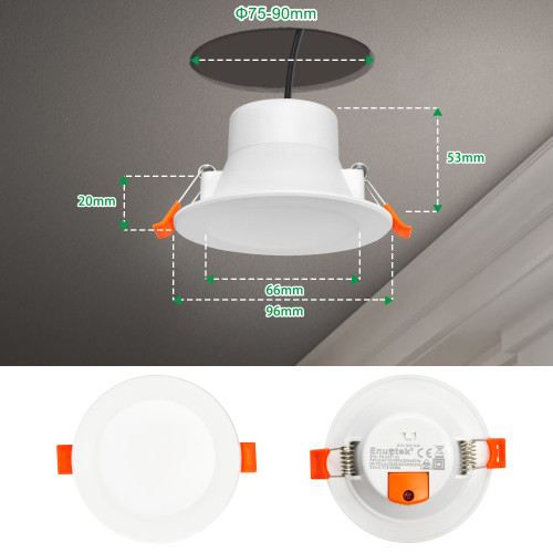 8W LED Small Recessed Downlights Recessed Ceiling Lights Warm Cool White Lighting Selectable before Installation Cut Φ75-90MM IP44 Dampproof for Kitchen Bathroom Not Dimmable 3 Pack