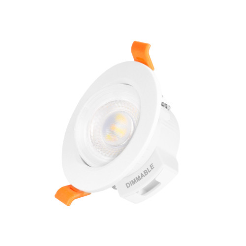 2.5 5W Inch Dimmable Angled Small LED Sloped Ceiling Recessed Spotlight Downlight Warm and Cool White Lighting Angle 38° Ceiling Hole Diameter 65-80MM 1 Lamp