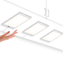 LED Mains Kitchen Under and Inside Cabinet Slim Panel Cupboard Lights 3X 5W Lamps with Touchless Hand Sensor Switch and Power Plug, Neutral White 4000K Uniform Lighting