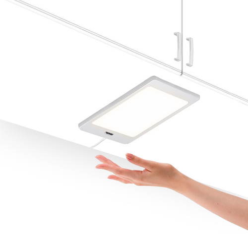 LED Kitchen Slim Under Cabinet Panel Lamp Cupboard Light with Touchless Hand Sensor Switch 5W 450Lm Neutral white 4000K DC12V Hardwired and Power Adapter 1 Lamp