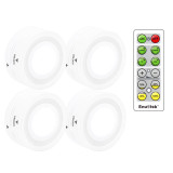 Remote Control Dimmable LED Puck Night Lights LED Cabinet Lamps Cupboard Lights with Timer Function Cool White Lighting 4 Lamps and 1 Remote