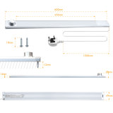 Dimmable Mains LED Under Cabinet Light Kitchen Counter Lamp 3000K- 6500K Lighting Colors Adjustable by Rotary Switch Maximum 480Lm Length 600MM Aluminum Body with Power Cord