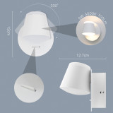LED Wall Sconce Lamp Bedside Wall Mount Reading Light with ON OFF Switch 9W 4000K Up and Down Lighting Rotatable Single Aluminium Die Casting Lamp Head AC85~265V