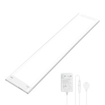 18’’ 9W Dimmable LED Under Cabinet Panel Light Linkable Cupboard Flat Lamp Hardwired with Power Plug In Kitchen 5X Lighting Colors Adjustable (3000K~5000K) 720Lm High CRI 90+