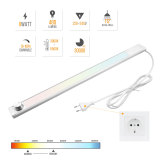 Dimmable Mains LED Under Cabinet Light Kitchen Counter Lamp 3000K- 6500K Lighting Colors Adjustable by Rotary Switch Maximum 480Lm Length 600MM Aluminum Body with Power Cord