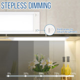 Stepless Dimmable 12W LED Under Cabinet Panel Lamp Kitchen Cupboard Funiture Light 5 Lighting Colors Level Adjustable High CRI 90+ Hardwired 24-inch Long Size White Finished