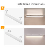 Connectible Mains LED Under Cabinet Hard Strip Lighting Bars Hardwired LED Cupboard Light Fixtures 4000K Neutral White Lamp Length 573MM with European Power Plug Pack of 3 Lamps