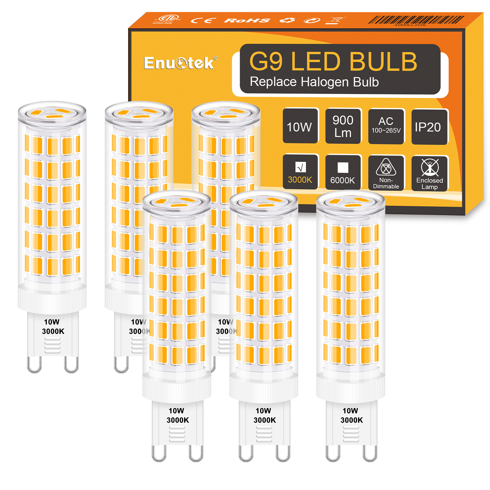 Ampoule G9 LED, 10W Equivalent 100W G9 Halogène, 1000LM, Blanc Naturel  4000K, Non dimmable, 360 Degrés Angle, AC100-240V Pack de 4