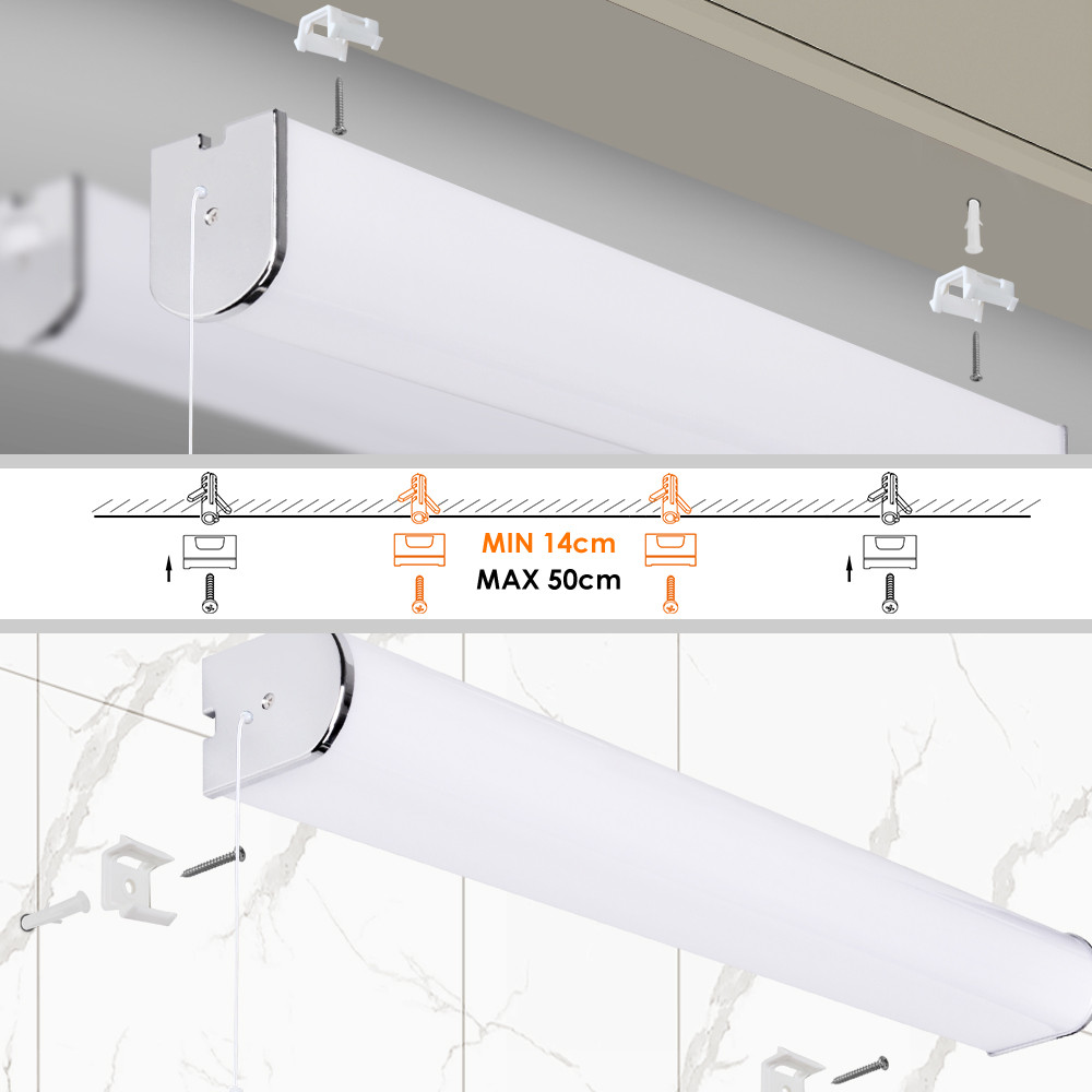 15W LED Bathroom Over Mirror Vanity Bath Wall Light Under Lamp with Pull Cord Switch