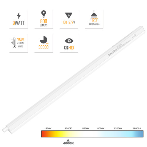Connectible Hardwired 9W LED Under Kitchen Cabinet Lighting Under Cupboard Worktop Lights 4000K Neutral White Lamp Length 23.2 Inch with Power Plug Pack of 2 Lamps
